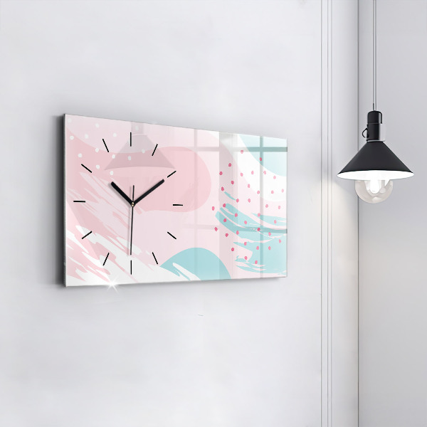 Horizontal wall clock Pastel abstraction