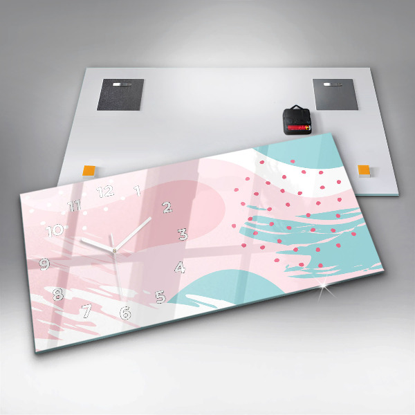 Horizontal wall clock Pastel abstraction