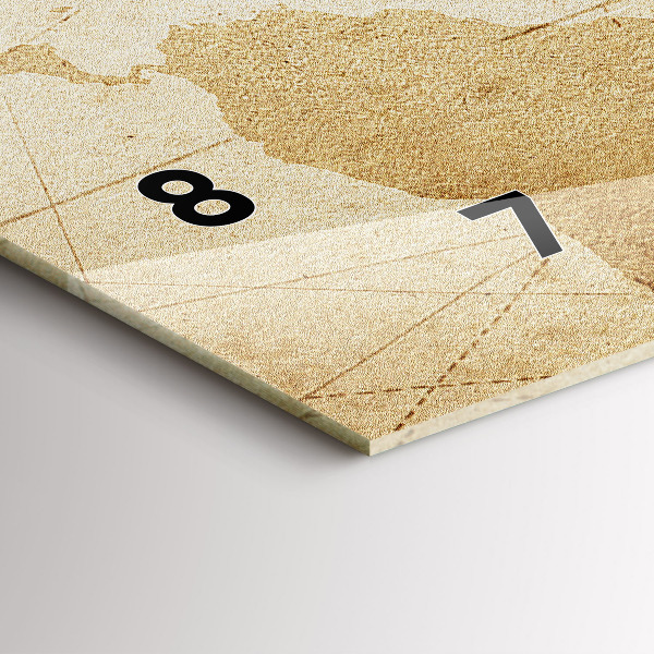 Horizontal wall clock Vintage world map