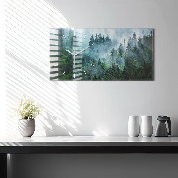Horizontal wall clock Misty forest