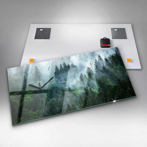 Horizontal wall clock Misty forest
