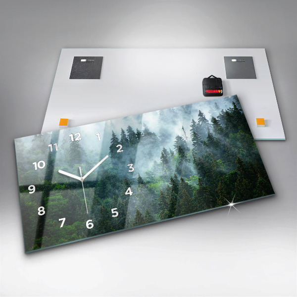Horizontal wall clock Misty forest