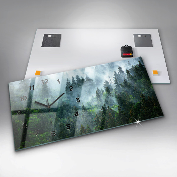 Horizontal wall clock Misty forest