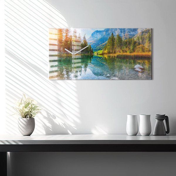 Horizontal wall clock River Mountains Landscape