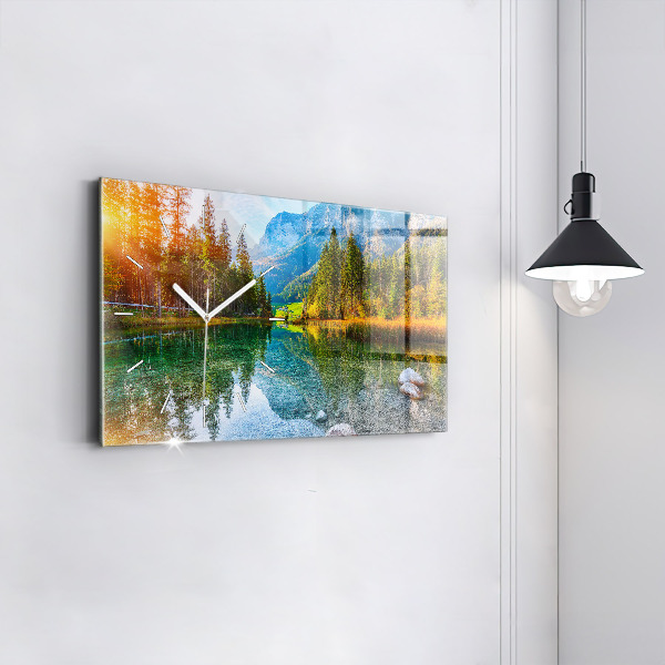 Horizontal wall clock River Mountains Landscape