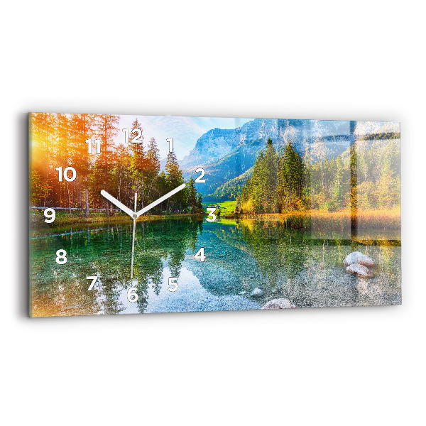 Horizontal wall clock River Mountains Landscape