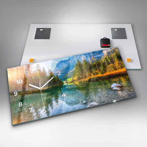 Horizontal wall clock River Mountains Landscape