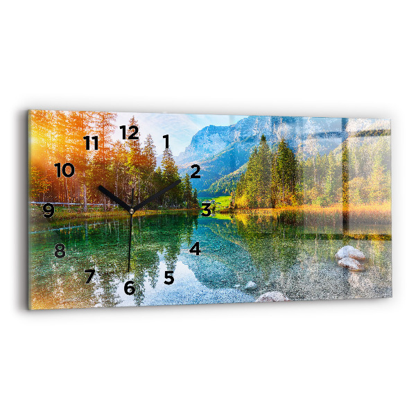 Horizontal wall clock River Mountains Landscape