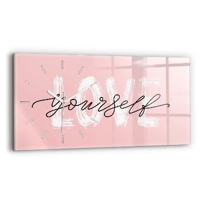 Horizontal wall clock The inscription Love yourself