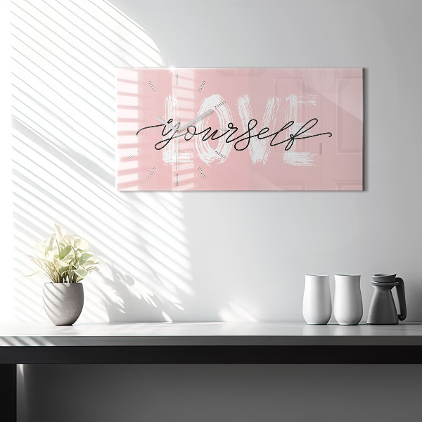Horizontal wall clock The inscription Love yourself