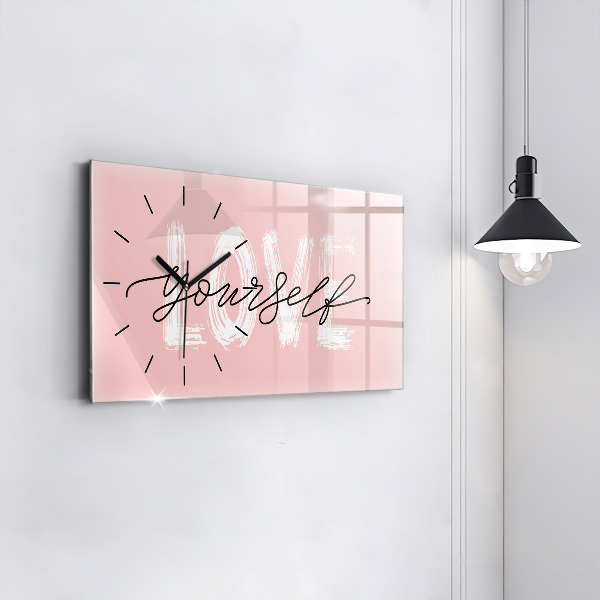 Horizontal wall clock The inscription Love yourself
