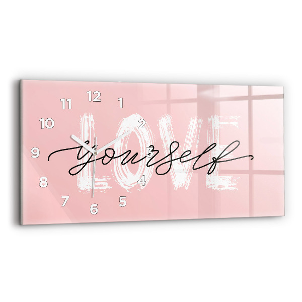Horizontal wall clock The inscription Love yourself