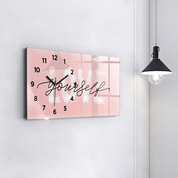 Horizontal wall clock The inscription Love yourself