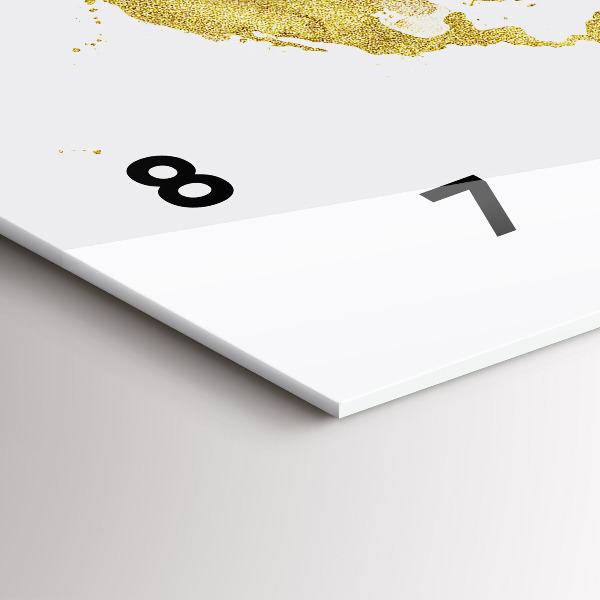 Horizontal wall clock Golden map of the world