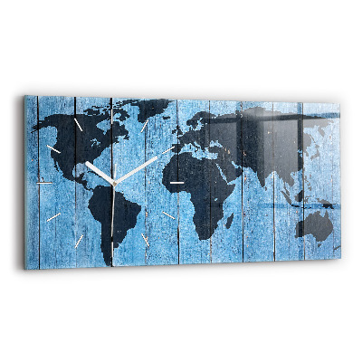 Horizontal wall clock World map of the board