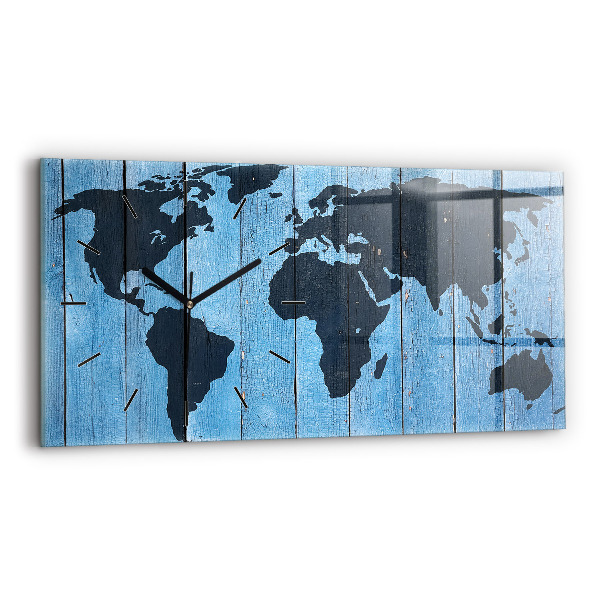 Horizontal wall clock World map of the board