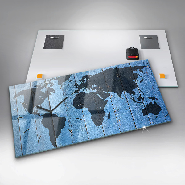Horizontal wall clock World map of the board