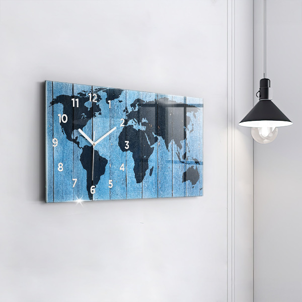 Horizontal wall clock World map of the board