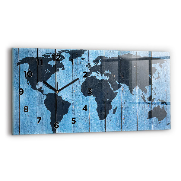 Horizontal wall clock World map of the board