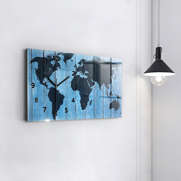 Horizontal wall clock World map of the board
