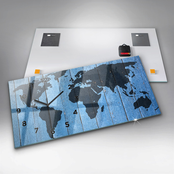 Horizontal wall clock World map of the board