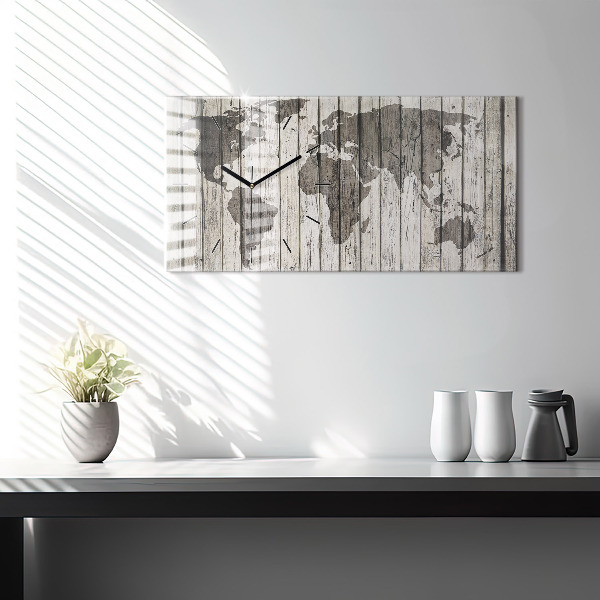 Horizontal wall clock World Map Boards