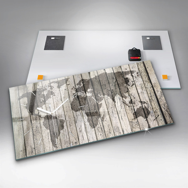 Horizontal wall clock World Map Boards