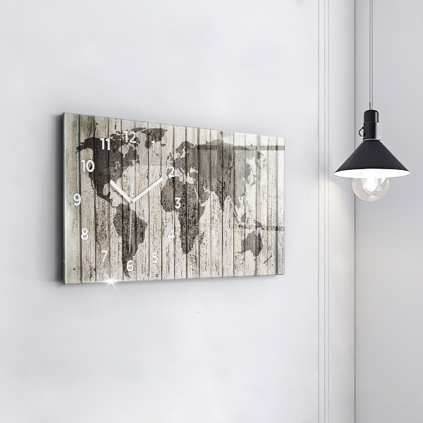 Horizontal wall clock World Map Boards