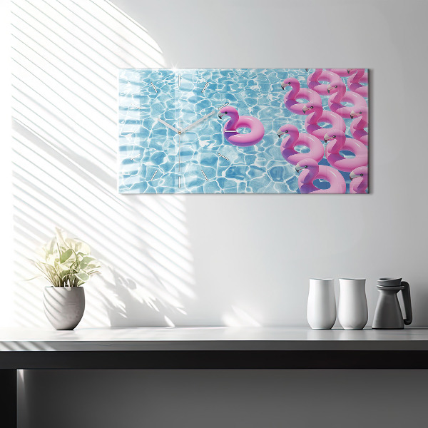 Horizontal wall clock Dandelions flamingos