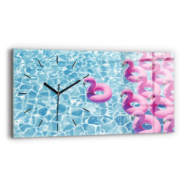 Horizontal wall clock Dandelions flamingos