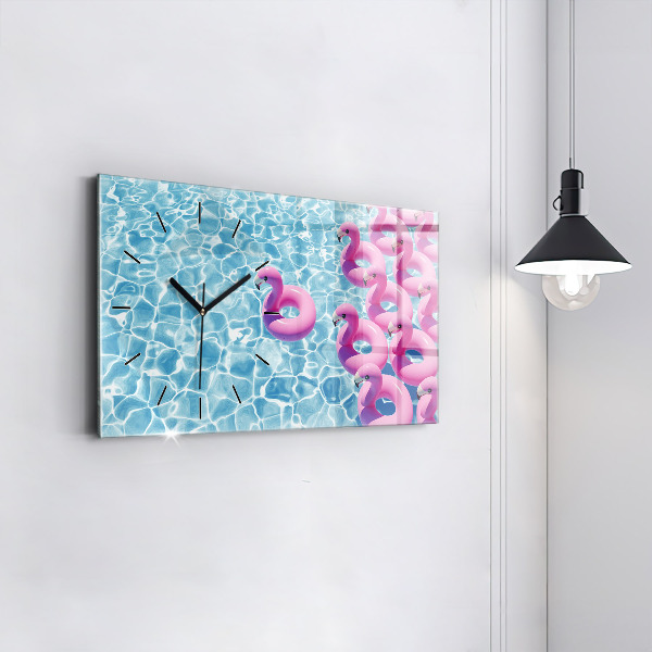 Horizontal wall clock Dandelions flamingos