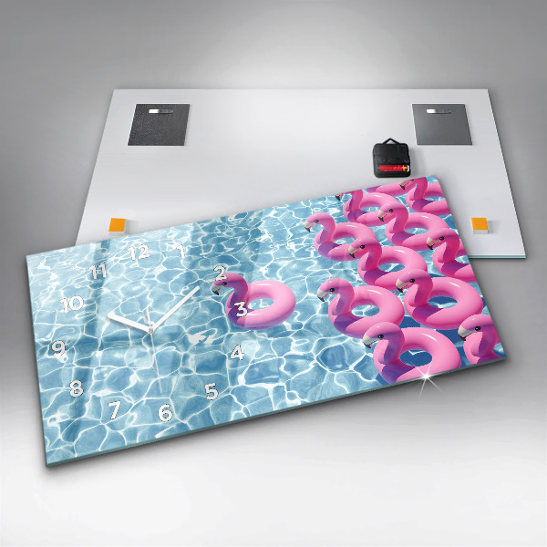 Horizontal wall clock Dandelions flamingos