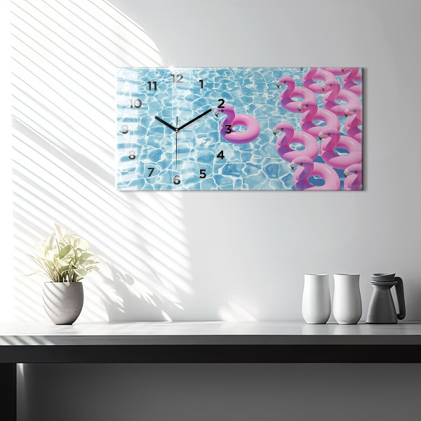 Horizontal wall clock Dandelions flamingos