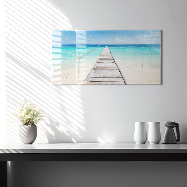 Horizontal wall clock Tropical island