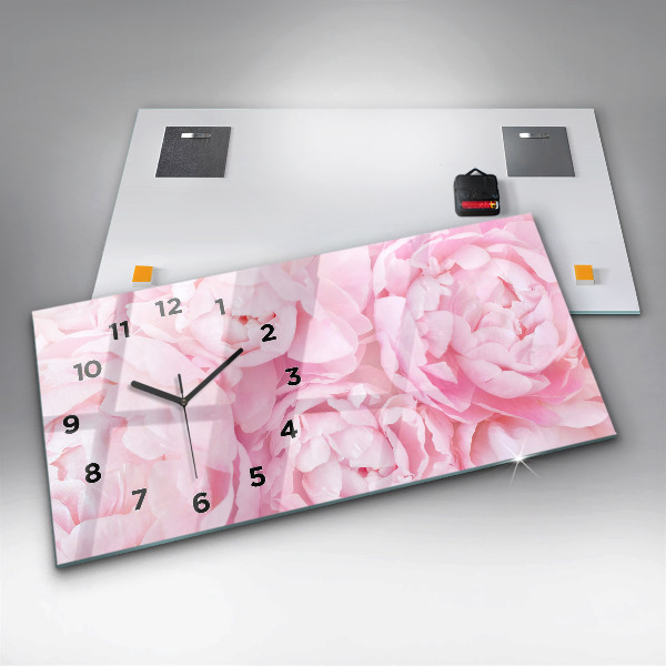 Horizontal wall clock Blooming flowers