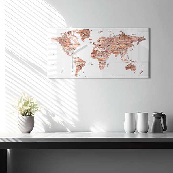 Horizontal wall clock Old brick map