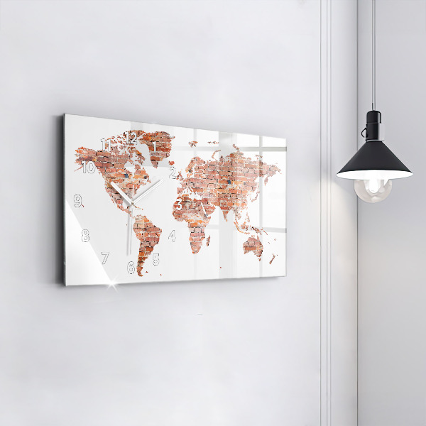 Horizontal wall clock Old brick map