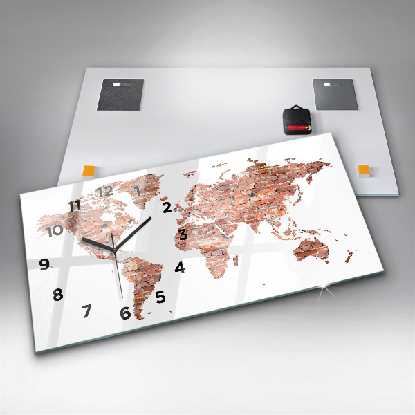 Horizontal wall clock Old brick map