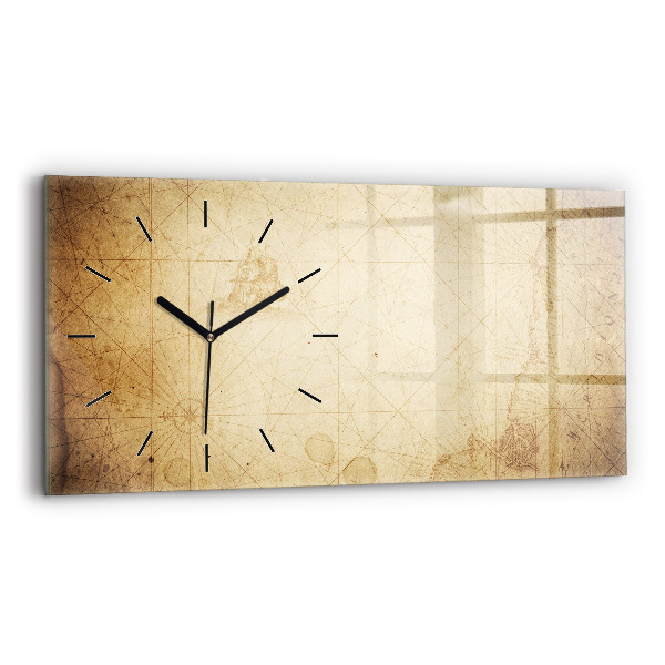 Horizontal wall clock Old world map