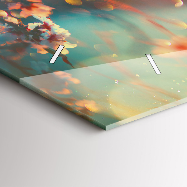 Horizontal wall clock Spring flowers