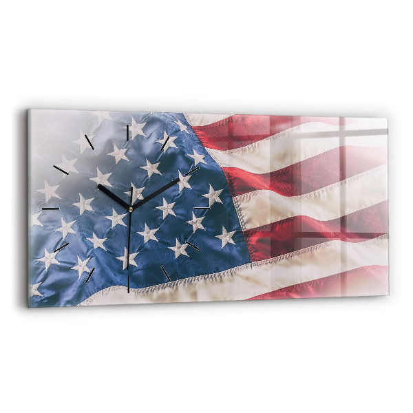 Horizontal wall clock American flag