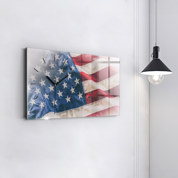 Horizontal wall clock American flag