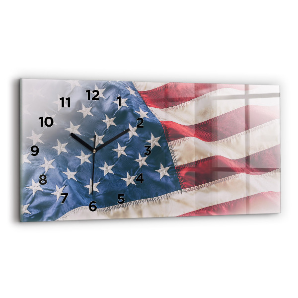 Horizontal wall clock American flag