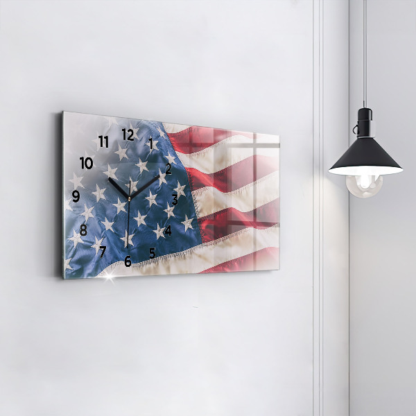 Horizontal wall clock American flag