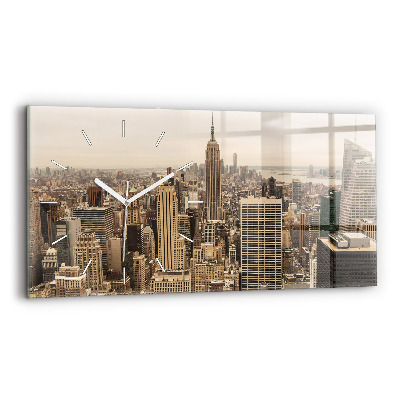Horizontal wall clock City landscape