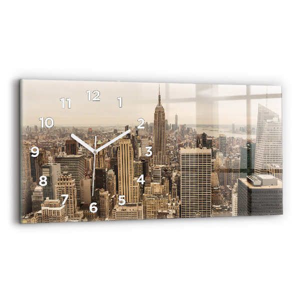 Horizontal wall clock City landscape