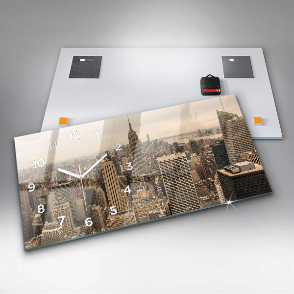 Horizontal wall clock City landscape