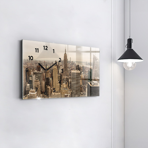 Horizontal wall clock City landscape