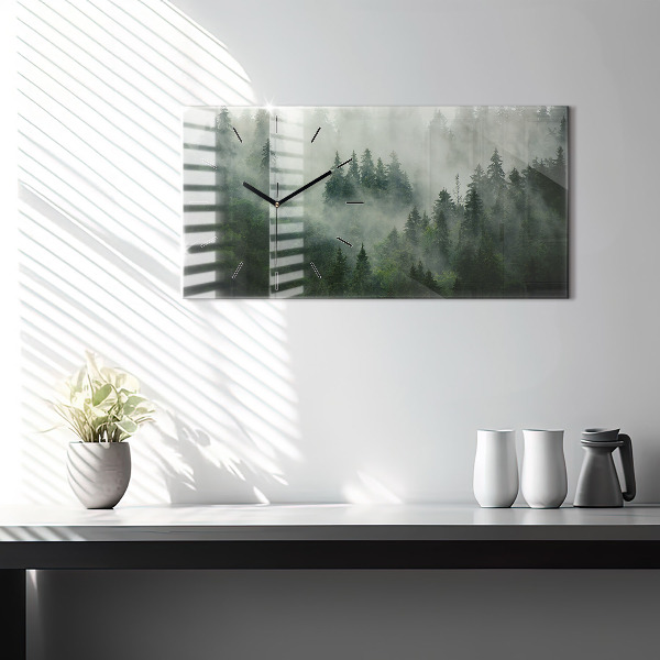 Horizontal wall clock Misty forest