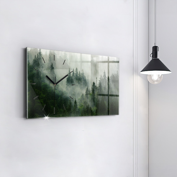 Horizontal wall clock Misty forest